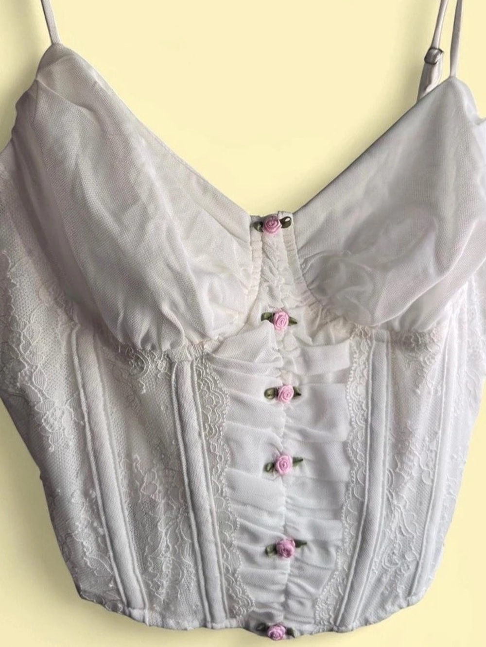 Cotton Candy LA Daisy Top White Floral Corset Camisole Size Medium NWT